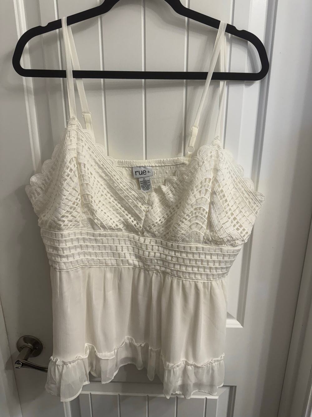 Rue 21 Plus Size 2X White Crochet Baby Doll Tank Top